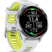 Garmin Forerunner 970 Smartwatch Titanium with Whitestone Case and Whitestone/Translucent Amp Yellow Band - 010-02969-11