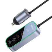 Yesido 5 Ports Extended Car Charger With LED Voltage Monitor Silver/Black - Y53