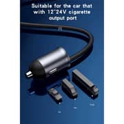 Yesido 5 Ports Extended Car Charger With LED Voltage Monitor Silver/Black - Y53