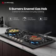 La Piramide 5 Zones Gas Hob 90x60 Black - LP-95G0MWMKEB