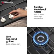 La Piramide 5 Zones Gas Hob 90x60 Black - LP-95G0MWMKEB
