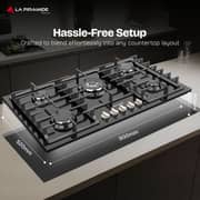 La Piramide 5 Zones Gas Hob 90x60 Black - LP-95G0MWMKGB