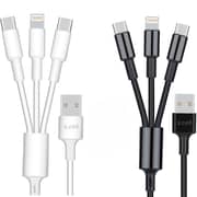 Xcell 3-in-1 Multi Cable 2 Type-C & 1 Lightng Cable Black/White - 2 Pack - XLBDCB2C1L2PCS