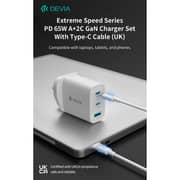 Devia RCE-6505 Extreme Speed Series USB A To USB C Charger Set White - 111974