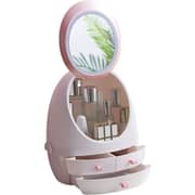 Cosmetic LED Lighted Mirror Storage Box Pink