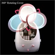 Cosmetic LED Lighted Mirror Storage Box Pink