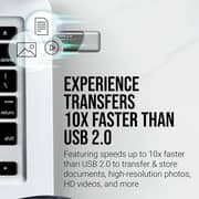 PNY Turbo Attaché 3 5pc Flash Drive USB3.0 128GB Grey - P-FD128X5TBOP-MP