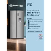 Advancetech America 790L Side-by-Side Refrigerator with Inverter Compressor, Automatic Water Dispenser, No-Frost, Multi-Airflow Cooling, Fast Freeze, Electronic Control Panel – Inox Finish- ATR646SS1LIW