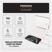 Porodo Power Bank With Mirror 5000mAh White/Rose Gold - PD-LFST161-WHRG