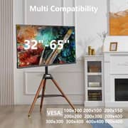BEETEC Tripod TV Floor Stand with Wooden Legs 32–65 Inch TVs, VESA 400x400mm, Black TF-FS65B