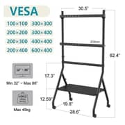 BEETEC Mobile TV Stand 32–86 Inch TV Screens, VESA 600x400mm, Black TF-RG9B