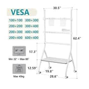 BEETEC Mobile TV Stand 32–86 Inch TV Screens, VESA 600x400mm, White TF-RG9W