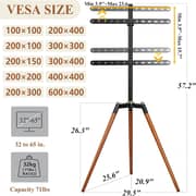 BEETEC Tripod TV Floor Stand 32–65 Inch Flat Screen TVs, VESA 600x400mm, Black TF-FS109B