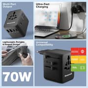 Honeywell 1 Pc 70W World Travel Adapter Black - HC000071
