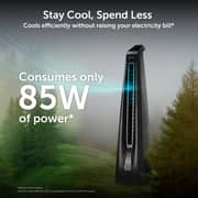 Symphony Surround B Tower Fan, Silent BLDC Motor, 7-Speed Levels, 180° Auto-Rotation, Touch & Remote Control, Turbo Throw, Energy-Efficient, Black