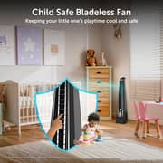 Symphony Surround B Tower Fan, Silent BLDC Motor, 7-Speed Levels, 180° Auto-Rotation, Touch & Remote Control, Turbo Throw, Energy-Efficient, Black