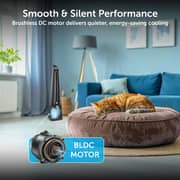 Symphony Surround B Tower Fan, Silent BLDC Motor, 7-Speed Levels, 180° Auto-Rotation, Touch & Remote Control, Turbo Throw, Energy-Efficient, Black