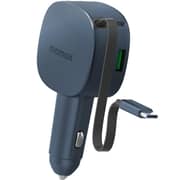 Momax 1-Move+ 2Port Car Charger with Built-In Retractable Cable Grey - UC19E