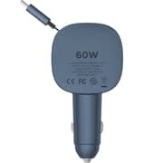 Momax 1-Move+ 2Port Car Charger with Built-In Retractable Cable Grey - UC19E