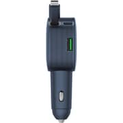 Momax 1-Move+ 2Port Car Charger with Built-In Retractable Cable Grey - UC19E