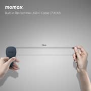 Momax 1-Move+ 2Port Car Charger with Built-In Retractable Cable Grey - UC19E