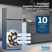 Beko Refrigerator 455 Liters Gross (406 Net) Capacity, No Frost, Low Noise, RDNG455DI - (Inox)