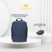 Lavvento Backpack With USB Charge Socket Dark Blue Laptop 15.6Inch - BG-40-0 + MO-66-L Wireless Mouse