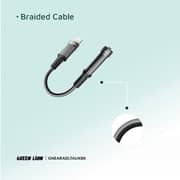 Green Lion Earphone Adapter Ligthening to 3.5mm Jack 12cm Black - GNEARADLTAUXBK