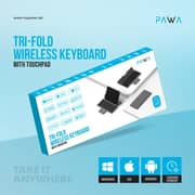Pawa Tri-Fold Wireless Keyboard With Touchpad Grey - PW-PKW2T5F1