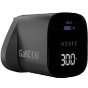 Heatz Gan Digital Display Adapter 30W with Type C to C Cable Black - ZA17
