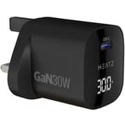 Heatz Gan Digital Display Adapter 30W with Type C to C Cable Black - ZA17