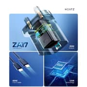 Heatz Gan Digital Display Adapter 30W with Type C to C Cable Black - ZA17