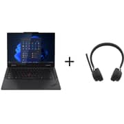 Lenovo ThinkPad T14s Gen 2-in-1 Convertible (2025) AI PC - 2nd Series / Intel Core Ultra 7-255U / 14inch WUXGA / 1TB SSD / 32GB RAM / Shared Intel / Windows 11 Pro / English & Arabic Keyboard / Black / Middle East Version - [21R3004UGR] + ANC Headphone