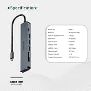 Green Lion 7-in-1 USB-C Hub Grey - GN7N1CHUBGY