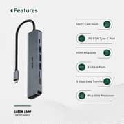 Green Lion 7-in-1 USB-C Hub Grey - GN7N1CHUBGY