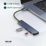 Green Lion 7-in-1 USB-C Hub Grey - GN7N1CHUBGY