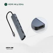Green Lion 7-in-1 USB-C Hub Grey - GN7N1CHUBGY