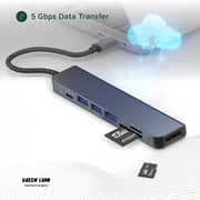 Green Lion 7-in-1 USB-C Hub Grey - GN7N1CHUBGY