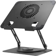 Green Lion Adjustable Laptop Stand with Cooling Fan Black - GNAD360STDBK
