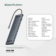 Green Lion 12-in-1 4K HDMI Ethernet USB-C Hub Grey - GN12N1CHUBGY