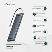 Green Lion 12-in-1 4K HDMI Ethernet USB-C Hub Grey - GN12N1CHUBGY