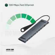 Green Lion 12-in-1 4K HDMI Ethernet USB-C Hub Grey - GN12N1CHUBGY