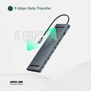 Green Lion 12-in-1 4K HDMI Ethernet USB-C Hub Grey - GN12N1CHUBGY