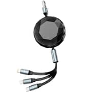 Green Lion 5-in-1 Diamond Retractable Cable 1.2m Black - GN5N1RETCBK