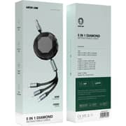 Green Lion 5-in-1 Diamond Retractable Cable 1.2m Black - GN5N1RETCBK