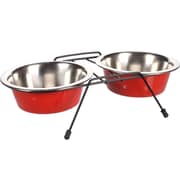 Flamingo Duo Twin Feeder Set 16cm Red/Black (Pack of 1pc) - 1245783100048