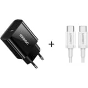 Ugreen USB-C Adpater Black - CD137 + US264 C To C Cable 1m White