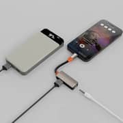 Porodo Audiolink Duo USB-C To Lightning+3.5mm Adaptor 90mm Black/Orange - PDETK14BKOG