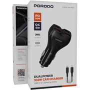 Porodo Car Charger Black - PDFWCH085LBK