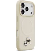 Karl Lagerfeld MagSafe Leather Case Beige iPhone 17 Pro - KLOHMP17LPSMLRKCE